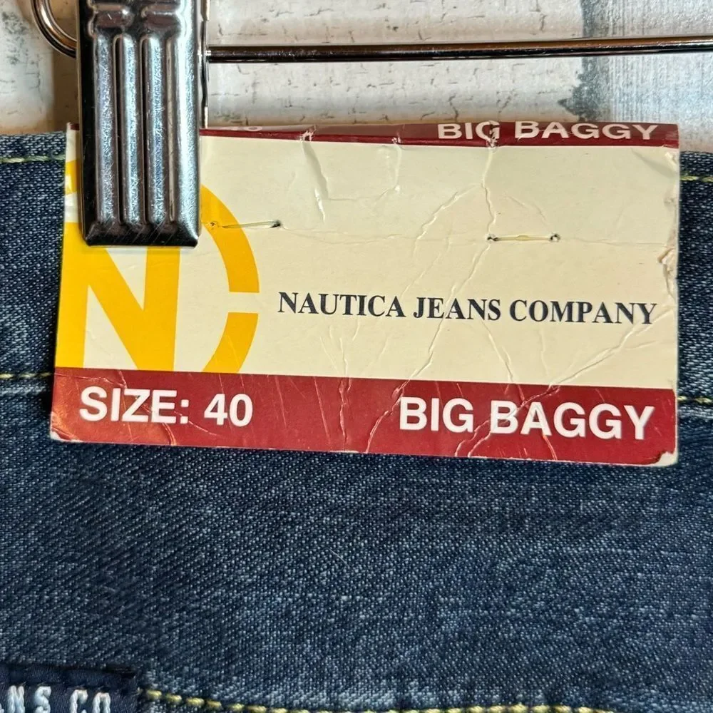 NWT Nautica Dark Blue Big Baggy Jean Shorts size 40